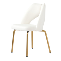 VOXHOME USA - Livraison directe en stock - Chaise de salle à manger moderne de luxe en cuir PU orange avec pieds en métal doré sans accoudoirs