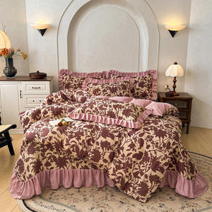 Juego <span class=keywords><strong>de</strong></span> Ropa <span class=keywords><strong>de</strong></span> <span class=keywords><strong>Cama</strong></span> <span class=keywords><strong>de</strong></span> 4 Piezas al Por Mayor del Fabricante - Sábanas <span class=keywords><strong>de</strong></span> Algodón Lavables a Máquina con Cubrecama <span class=keywords><strong>de</strong></span> Encaje Estilo Vintage Francés - Product Image 3