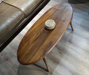 Table basse en bois de noyer massif, ovale, ellipse, rectangle, style moderne du milieu du siècle, faite à la main, prix de gros - Product Image 5