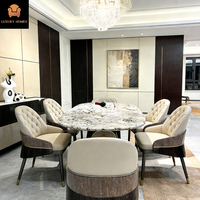 Ensemble de table et de chaises de salle à manger en marbre naturel de luxe, design italien moderne haut de gamme, 7 pièces