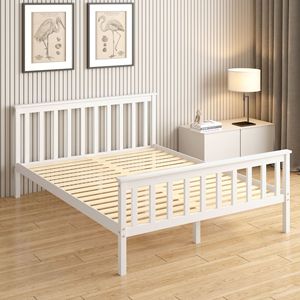 2024 Lit Double en Bois Blanc pour Adultes,/Enfants/Adolescents Meubles de Maison Style Moderne Plate-Forme en Bois Massif Cadres de Lit - Product Image 2