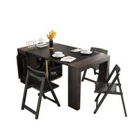 Armoire de cuisine en bois télescopique, avec 4 chaises, mobilier moderne, table à manger, noir