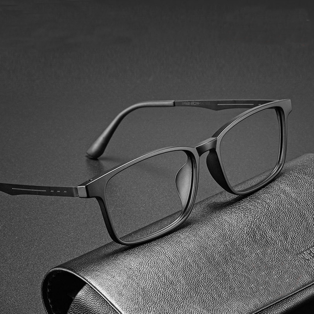 Fashionable New TR Retro square Frame Photochromic Anti-blue Light Flat Lens Trendy Business Glasses for Men