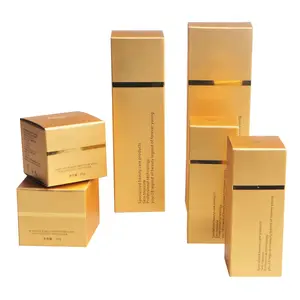 Umweltfreundlicher benutzerdefinierter Druck weiß Karte Schachteln Kupferblech Farbe kosmetische Luxus Hautpflege Make-up-Set Verpackung Papier Geschenk