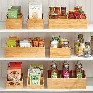 Organizador de madera de bambú, caja de almacenamiento para cocina, despensa y cajón, soporte para aperitivos, cajas de zumo, utensilios, <span class=keywords><strong>Te</strong></span> - Product Image 2