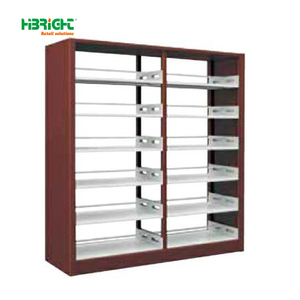 Highbright Dark <b>Wood</b> Frame Double Column Multi-Layer Retail Slat <b>Shelving</b> Display Cabinet for Supermarkets and Retail Stores - Product Image 1