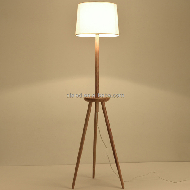 Modern Solid Wooden Floor Lamp Living Room Hotel Home Villa Bedroom Bedside Standing Light Decoration Tripod Wood Art Floor Lamp