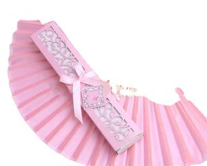 Abanico Plegable de Seda de Bambú de Colores, Abanico de Mano Chino para Boda con Bolsa de Organza 21x38cm para Bodas y Eventos de Conciertos - Product Image 1