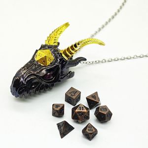 Juego de Dados Poliédricos Metálicos Mini con Estuche de Almacenamiento con Cabeza de Dragón, Accesorios de Juego de Rol D&D TRPG de Aleación de Zinc - Product Image 1