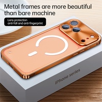 Coque de Protection Choc Opaque Mate Semi-Transparente pour iPhone 17 15 16 Pro Max, avec Cadre en Métal Aluminium et Chargement Sans Fil