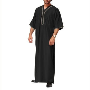 Abito Lungo da Uomo Modesto con Bottoni XXL Estivo in Fibra di Bambù Abaya per Adulti Design Musulmano Mediorientale - Product Image 5