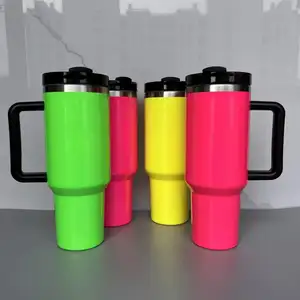 Summer Hot Selling Neon Colors Blank Sublimation 40oz Sublimation Tumbler With Handle For DIY Printing