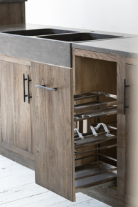 Gabinetes de <span class=keywords><strong>Cocina</strong></span> de Madera con Base de Madera de Olmo Reciclada de Estilo Industrial Antiguo Wabi Sabi y Cubierta de Piedra Azul <span class=keywords><strong>Extraíble</strong></span> - Product Image 5