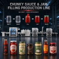 Ligne de production automatique de remplissage et de bouchage de bocaux en verre 1200-2400 BPH pour sauces épaisses, confitures, ketchup, miel, pâtes, SUS304 CE