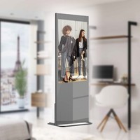 Cermin Pintar Vogo Spanyol Produsen Grosir V43 Mewah Kristal Pro Vanity Touch Switch Minimalis Perak Persegi Panjang HD