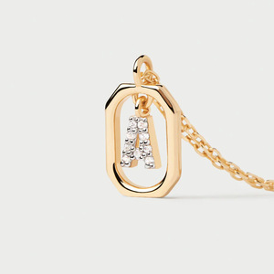 <span class=keywords><strong>Collana</strong></span> <span class=keywords><strong>con</strong></span> Ciondolo a Lettera in Acciaio Inossidabile 316L Placcato <span class=keywords><strong>Oro</strong></span> 18k PVD, Impermeabile e Antiossidante, Prodotta da LUCKYJIU - Product Image 2