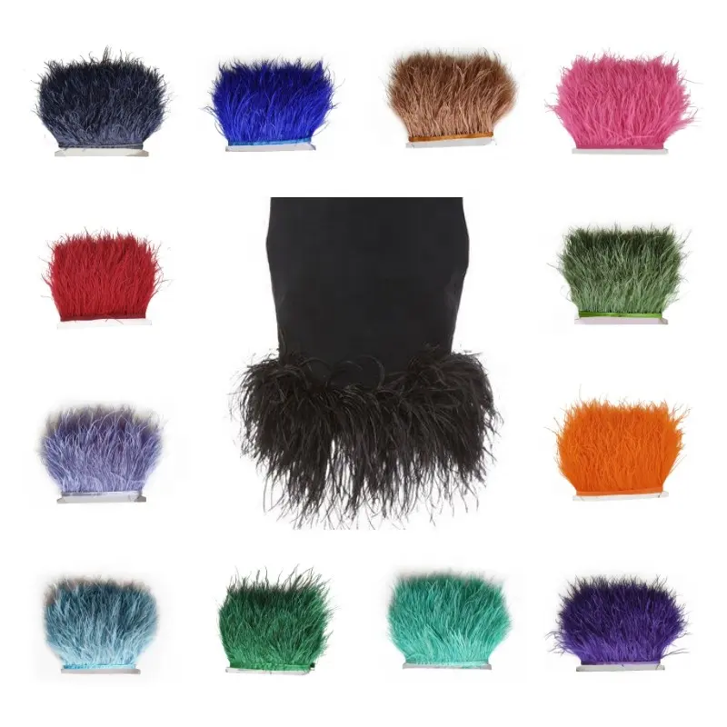 Wholesale Ready to Ship 10-15cm Ostrich Feathers Fringes Lace Trims For DIY Women Dresses Wedding Costume