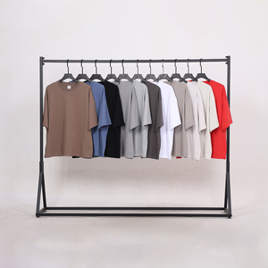 Camiseta de manga corta de alta calidad, 100% algodón, 230g de peso, corte básico y holgado; camiseta de cuello redondo de color liso para hombre. - Product Image 3
