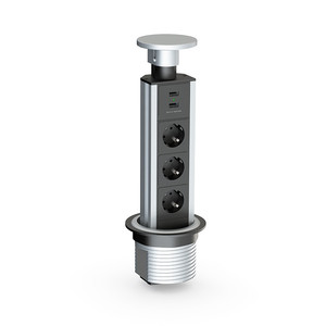 Sacyr 80 <b>aluminum</b> telescopic <b>tower</b> with 3 sockets + 2 USB ports, IP20, 3 Schuko sockets + 2 USB ports. 3500W - Product Image 1