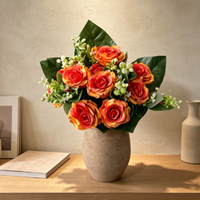 18 Köpfe Seiden-Kunstrosenstrauß im modernen Stil, handgefertigt für Hochzeiten, Valentinstag, Ostern, Tischdekoration, Bogenhintergrund