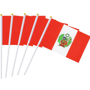 Banderas Peruanas Personalizadas al por Mayor con Asta <span class=keywords><strong>de</strong></span> Madera y Plástico, Diseño Nacional, Bandera Peruana para Agitar con la Mano - Product Image 4