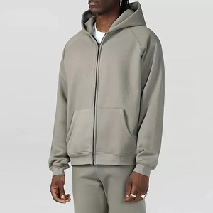 Sweat à capuche zippé à manches raglan en éponge française de haute qualité Sweat à capuche zippé en coton polaire brodé sur mesure Sweat à capuche zippé - Product Image 2