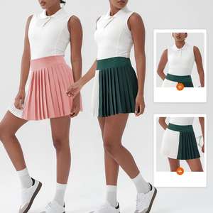 Rok lipit tenis mode musim panas wanita setelan tanpa lengan olahraga Golf Fitness Yoga rok berpita penting lemari pakaian - Product Image 2