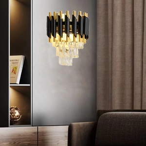 <span class=keywords><strong>Applique</strong></span> murale LED moderne en cristal noir/<span class=keywords><strong>doré</strong></span> pour chambre, salle de bain, salle à manger et salon – Lampe murale de chevet - Product Image 6