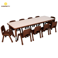 Ensemble de table et de chaises en plastique pour activités de maternelle, réglables, personnalisables en couleur, fabrication directe d'usine Everpretty