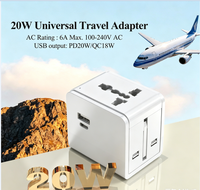 Adaptateur de voyage universel mini PD FOXCAN-20W, prise US UK AU EU 4 prises pour plus de 200 pays du monde entier, téléphone, ordinateur portable, accessoires de voyage
