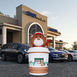 Inflatables gonfiabili pubblicitari su misura di 360 gradi 20ft grande giallo caffè-orso mascotte animale cartone animato per esposizione di auto in bottiglia - Product Image 1