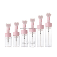 Flacon de shampoing pour cils en mousse de couleur personnalisée 80 ml 100 ml 120 ml 150 ml 200 ml 220 ml rose Emballage cosmétique avec brosse en forme de cœur