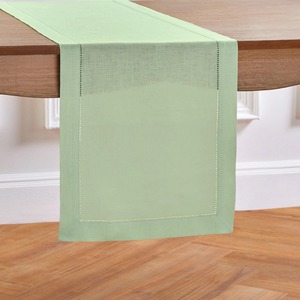 <span class=keywords><strong>Chemin</strong></span> <span class=keywords><strong>de</strong></span> <span class=keywords><strong>table</strong></span> en lin lavé avec ourlet brodé main <span class=keywords><strong>vert</strong></span> clair, moderne, écologique, durable, pour mariage, usage quotidien, décoration <span class=keywords><strong>de</strong></span> cuisine - Product Image 3