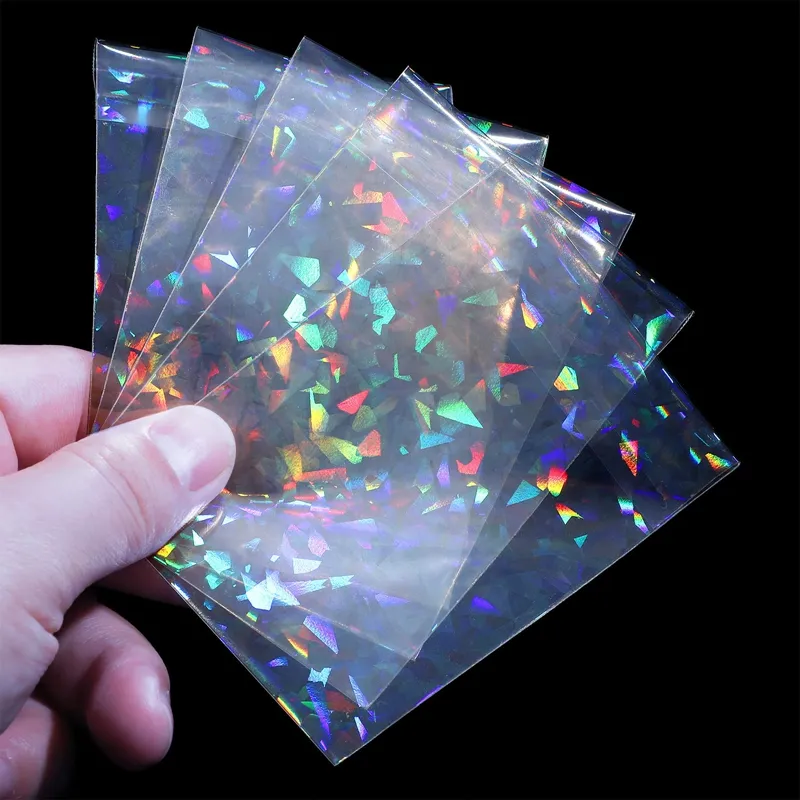 New Broken Glass Gemstone Laser Flashing Card Sleeves Holographic Games Magic Card Sleeve Trading Card Protective Cover Sleeves