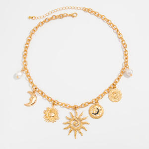 Collier tendance en acier inoxydable plaqué or 18 carats avec pendentif imitation perle, design créatif, chaîne à maillons, cadeau pour femme - Product Image 4