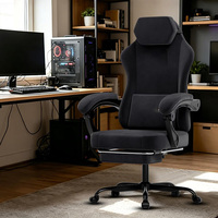 Chaise de bureau ergonomique pour adultes DDP Anji avec support lombaire, appui-tête, dossier haut en tissu, pour ordinateur, jeux vidéo, avec repose-pieds