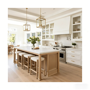Vermonhouzz - Gabinetes de <span class=keywords><strong>Cocina</strong></span> Blancos de Alta Calidad Estilo Farmhouse, <span class=keywords><strong>Encimera</strong></span> de Madera Sólida, Iluminación Debajo del Gabinete, Puerta de Vidrio - Product Image 1