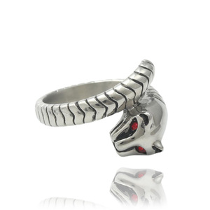 Yunnique – bague en argent pour hommes, avec yeux rouges, zircone cubique, style punk, bijoux, cadeau - Product Image 1