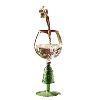 Verre à vin en verre borosilicate, design original, fait main, en acier brossé, en forme de sapin de Noël, cadeau idéal pour la décoration de Noël