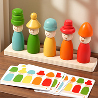 Jeu d'empilement en bois personnalisable Blocs de construction Montessori Jouet éducatif sensoriel pour enfants Cognition des couleurs