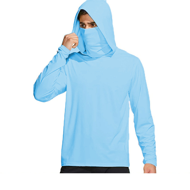 Uv protection Fishing Shirts Long-sleeved Fishing Wear Custom Design Mask Hooded Quick-dry Fishing Hoodie With Face Mask
