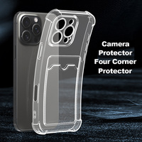 Stoßfeste, transparente Handyhülle mit Kartenfach aus weichem TPU für iPhone 17 16 15 14 Plus 13 12 11 Pro Max Air, Silikon-Bumper-Rückseite