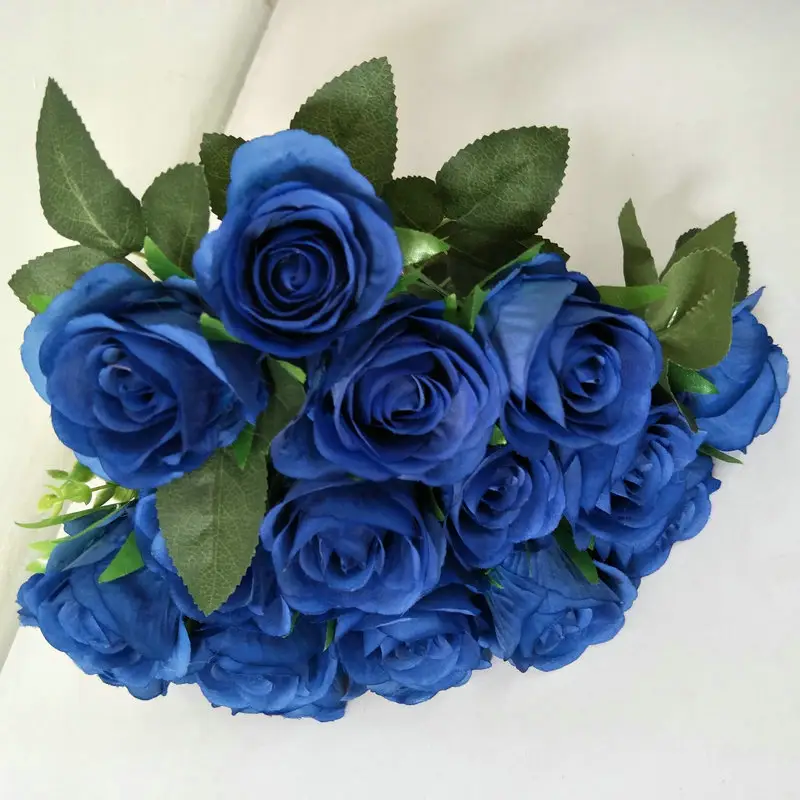 Ramo de rosas artificiales de seda C016, caja de regalo para decoración de boda, 18 cabezas, romántico, hecho a mano