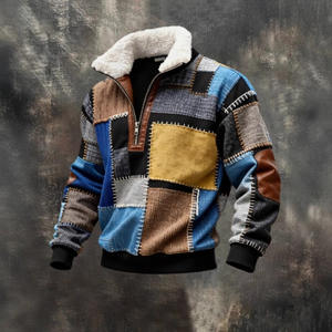 Pull en maille imitation à huit côtes à col en fourrure zippé décontracté pour <span class=keywords><strong>homme</strong></span>, nouvelle collection automne-hiver 2025, transfrontalier - Product Image 3