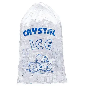 Sac de glace jetable de grande capacité en plastique PE-BD 8/10/20 LB avec cordon de serrage avec logo imprimé personnalisé