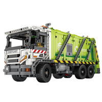 Ensemble de blocs de construction de camion poubelle mécanique personnalisé de 1468 pièces, contrôlable par application R/C, jouet de construction STEM, marque privée