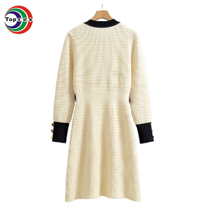 Atoptex giữa Chiều dài của phụ nữ chính thức ăn mặc dệt kim lỏng giảm béo áo dài thiết kế thoáng khí khiêm tốn mùa thu sọc mô hình rắn - Product Image 4