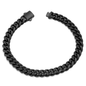 Joyería Tizti, pulsera de cadena cubana de acero inoxidable chapada en negro IP de 8mm, pulsera de cadena de acero inoxidable para hombre - Product Image 1