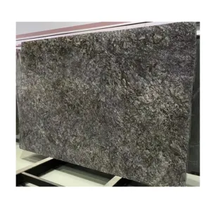 Brazil Platinum Diamond Black Granite Leather Surface Slabs For Interior Design