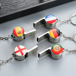 Bulk Deutscher portugiesi scher Trainer Kleine Geschenk Souvenirs Sport Fußball Match Metal Whistle Key chain